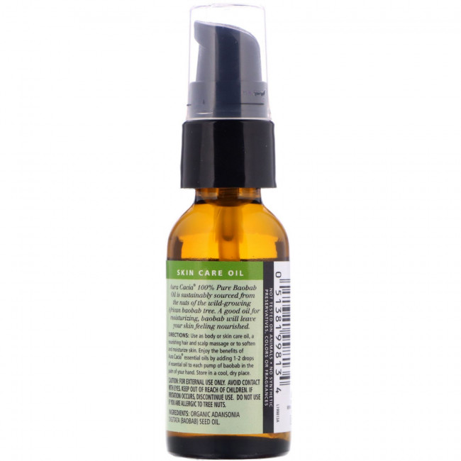Aura Cacia, Органическое масло баобаба, масло для ухода за кожей, 30 мл (1 жидк. Унция)