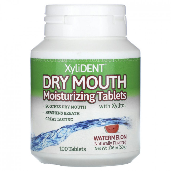 XyliDENT, Dry Mouth Moisturizing Tablets with Xylitol, Watermelon, 100 Tablets