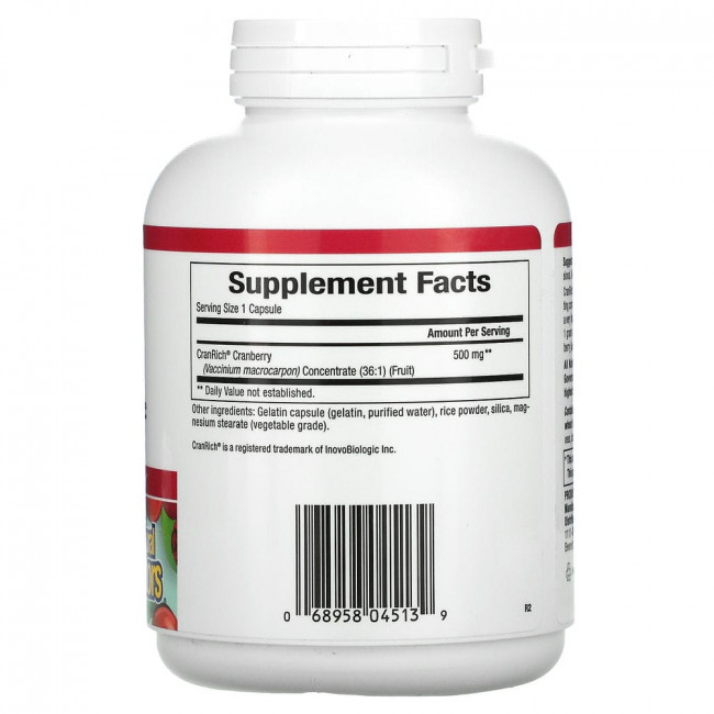 Natural Factors, CranRich, суперсила, концентрат клюквы, 500 мг, 180 капсул Natural Factors, CranRich, суперсила, концентрат клюквы, 500 мг, 180 капсул