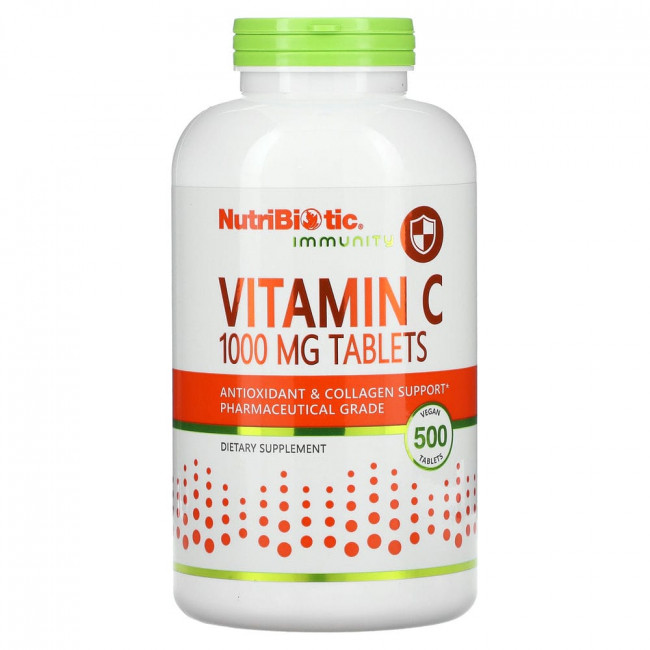 NutriBiotic, Immunity, витамин C, 1000 мг, 500 веганских таблеток NutriBiotic, Immunity, витамин C, 1000 мг, 500 веганских таблеток