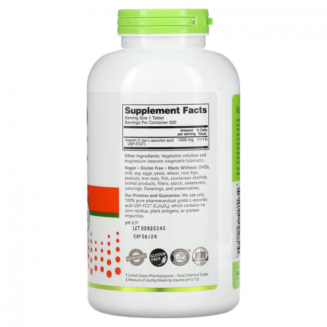 NutriBiotic, Immunity, витамин C, 1000 мг, 500 веганских таблеток NutriBiotic, Immunity, витамин C, 1000 мг, 500 веганских таблеток