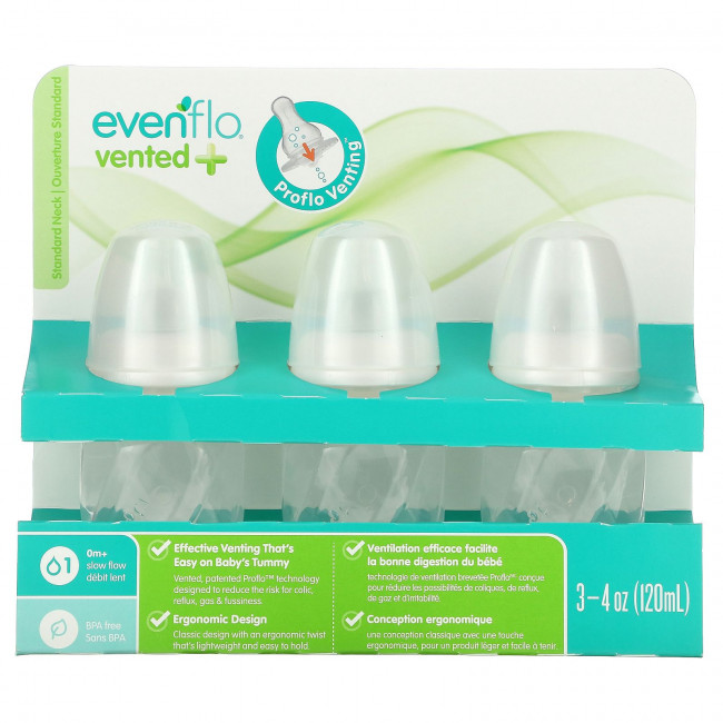 Evenflo Feeding, Прозрачные флаконы из полипропилена с вентиляцией и Twist, стандартные, от 0 месяцев, с медленным потоком, 6 флаконов по 120 мл (4 унции) Evenflo Feeding, Прозрачные флаконы из полипропилена с вентиляцией и Twist, стандартные, от 0 месяцев, с медленным потоком, 6 флаконов по 120 мл (4 унции)
