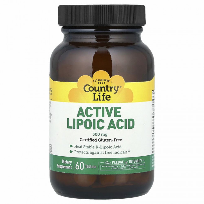 Country Life, Active Lipoic Acid, Time Release, 300 mg, 60 Tablets Country Life, Active Lipoic Acid, Time Release, 300 mg, 60 Tablets