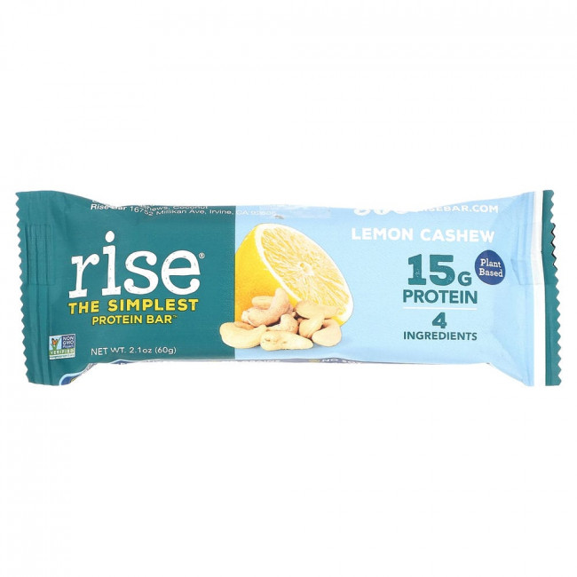 Rise Bar, The Simplest Protein Bar, Lemon Cashew, 12 Bars, 2.1 oz (60 g) Each
