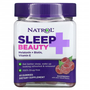 Natrol, Sleep + Beauty, Малина, 60 жевательных конфет Natrol, Sleep + Beauty, Малина, 60 жевательных конфет