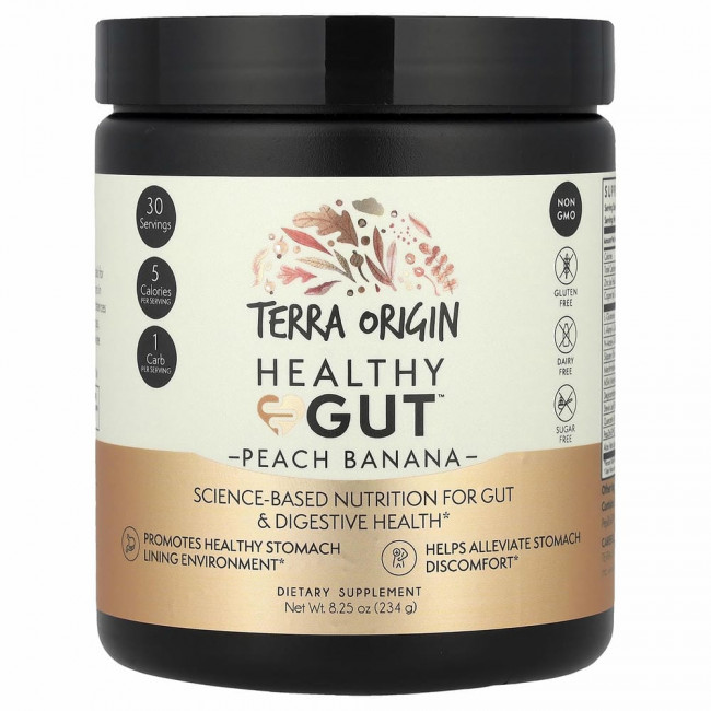 Terra Origin, Healthy Gut, персик и банан, 8,25 унции (234 г)