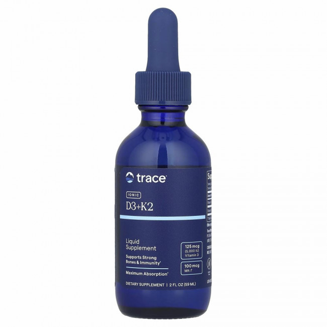 Trace Minerals ®, Ионные D3 + K2`` 59 мл (2 жидк. Унции)