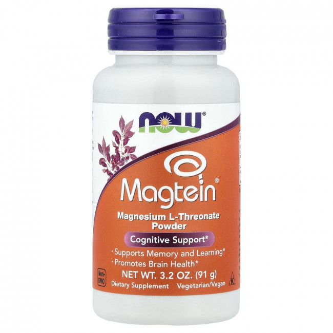 NOW Foods, Magtein®, порошок L-треоната магния, 91 г (3,2 унции)