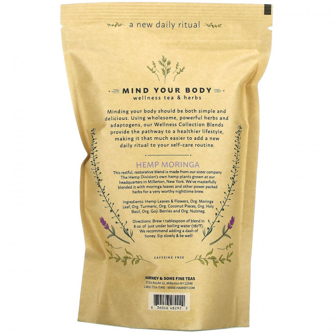 Harney & Sons, Hemp Moringa, Deep Sleep, оздоровительный чай и травы, 10 унций (283 г)