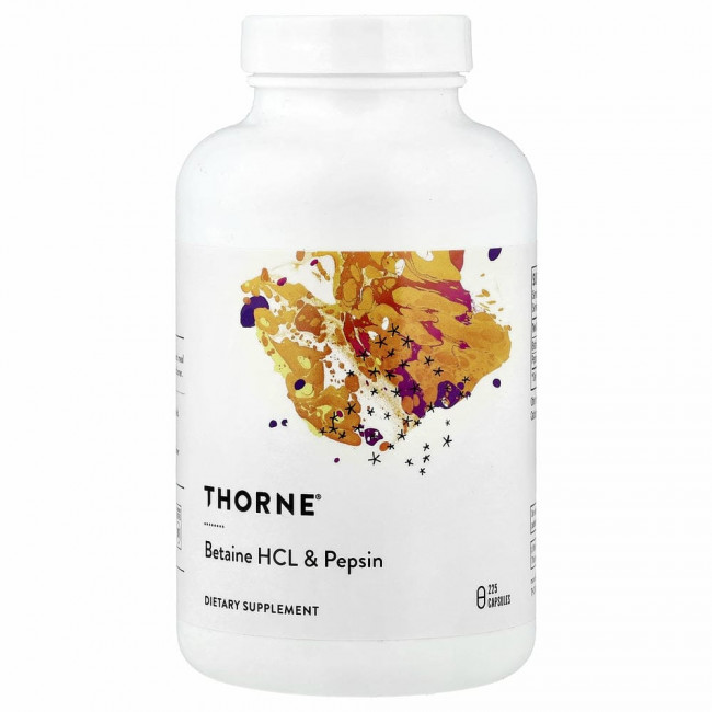 Thorne Research, Бетаингидрохлорид и пепсин, 225 капсул Thorne Research, Бетаингидрохлорид и пепсин, 225 капсул