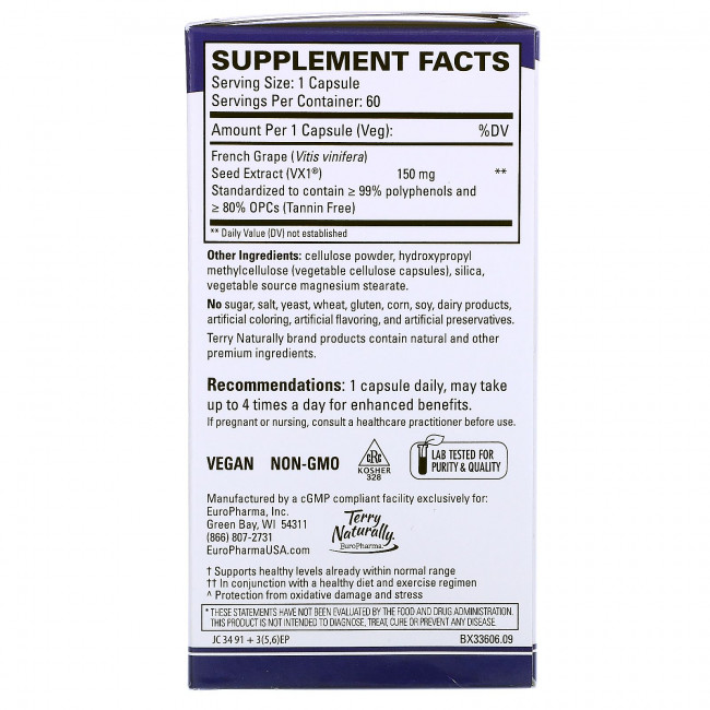 Terry Naturally, Clinical OPC, 150 мг, 60 капсул