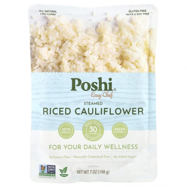 Poshi, Easy Chef, пропаренная измельчённая цветная капуста, 198 г (7 унций) Poshi, Easy Chef, пропаренная измельчённая цветная капуста, 198 г (7 унций)