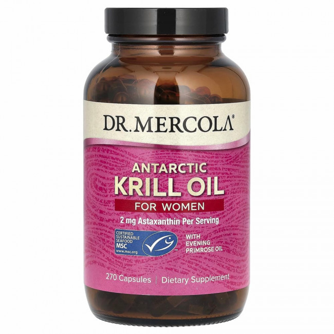 Dr. Mercola, Жир антарктического криля для женщин, 270 капсул Dr. Mercola, Жир антарктического криля для женщин, 270 капсул
