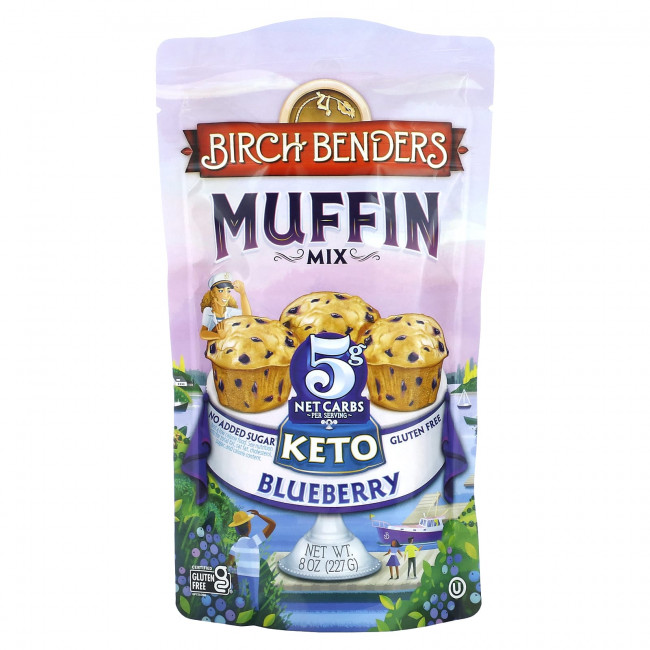 Birch Benders, Muffin Mix, кето, голубика, 227 г (8 унций) Birch Benders, Muffin Mix, кето, голубика, 227 г (8 унций)