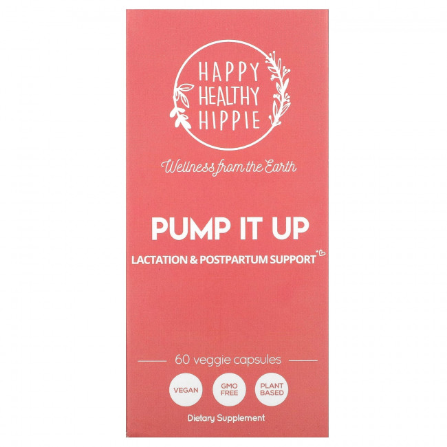 Happy Healthy Hippie, Pump It Up, поддержка лактации и послеродового периода, 60 растительных капсул Happy Healthy Hippie, Pump It Up, поддержка лактации и послеродового периода, 60 растительных капсул
