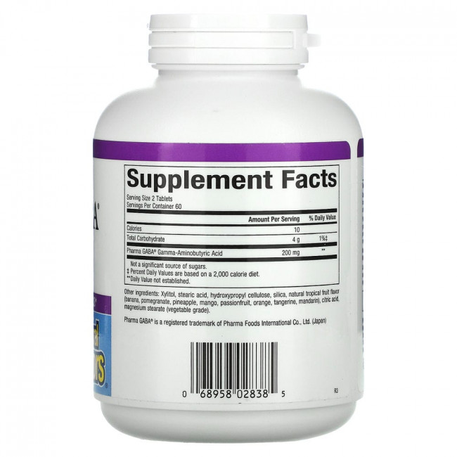 Natural Factors, Stress-Relax, Pharma GABA, 100 мг, 120 жевательных таблеток Natural Factors, Stress-Relax, Pharma GABA, 100 мг, 120 жевательных таблеток