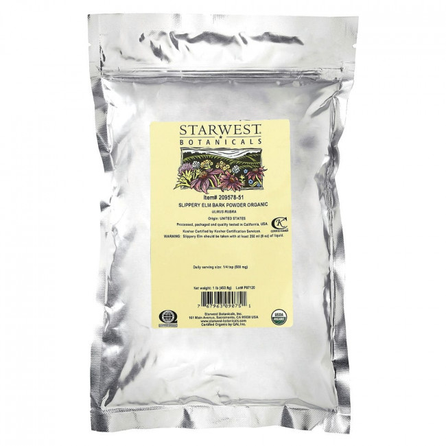 Starwest Botanicals, Органический порошок коры вяза ржавого, 1 фунт (453,6 г) Starwest Botanicals, Органический порошок коры вяза ржавого, 1 фунт (453,6 г)