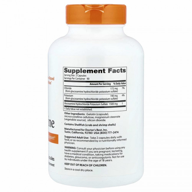 Doctor's Best, сульфат глюкозамина, 750 мг, 180 капсул Doctor's Best, сульфат глюкозамина, 750 мг, 180 капсул