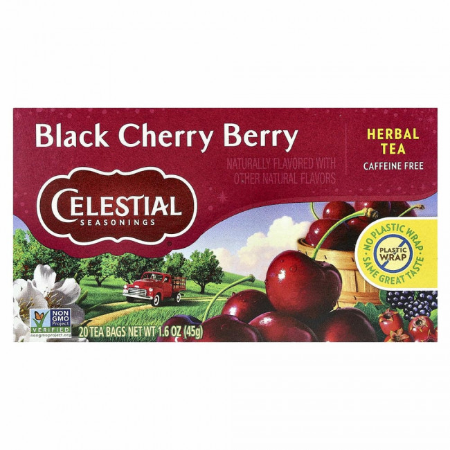 Celestial Seasonings, Травяной чай, Черная вишня, без кофеина 20 чайных пакетиков, 1.6 унции (44 г) Celestial Seasonings, Травяной чай, Черная вишня, без кофеина 20 чайных пакетиков, 1.6 унции (44 г)