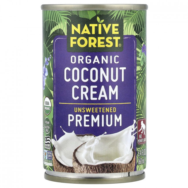 Кокосовые сливки Native Forest, органические, премиум-класса, несладкие, 160 мл (5,4 жидких унции)