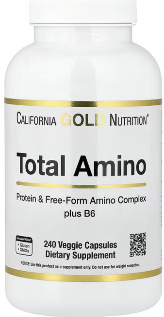 California Gold Nutrition, Total Amino с витамином B6 и смесью 20 аминокислот, 240 вегетарианских капсул