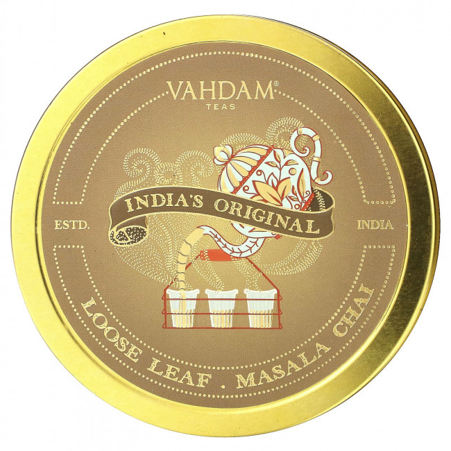 Vahdam Teas, рассыпной чай масала, оригинальный подарочный набор из Индии, 1 жестяная банка Vahdam Teas, рассыпной чай масала, оригинальный подарочный набор из Индии, 1 жестяная банка