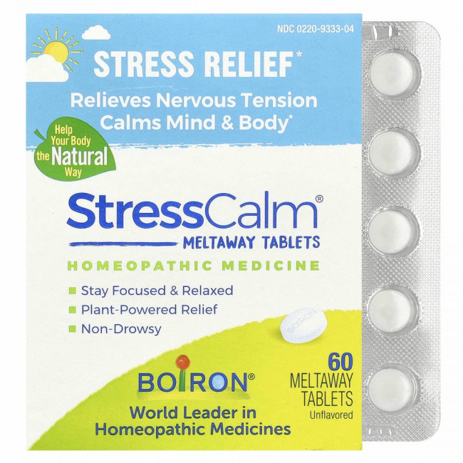 Boiron, Stress Calm Meltaway, таблетки для снятия стресса, без добавок, 60 таблеток Meltaway Boiron, Stress Calm Meltaway, таблетки для снятия стресса, без добавок, 60 таблеток Meltaway