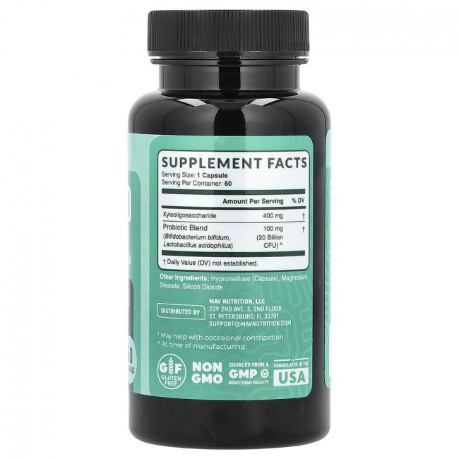 MAV Nutrition, Pre-Pro, пребиотик и пробиотик, 60 растительных капсул