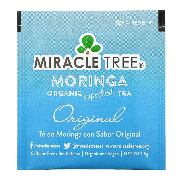 Miracle Tree, Moringa Organic Superfood Tea, Original, без кофеина, 25 чайных пакетиков, 37,5 г (1,32 унции)