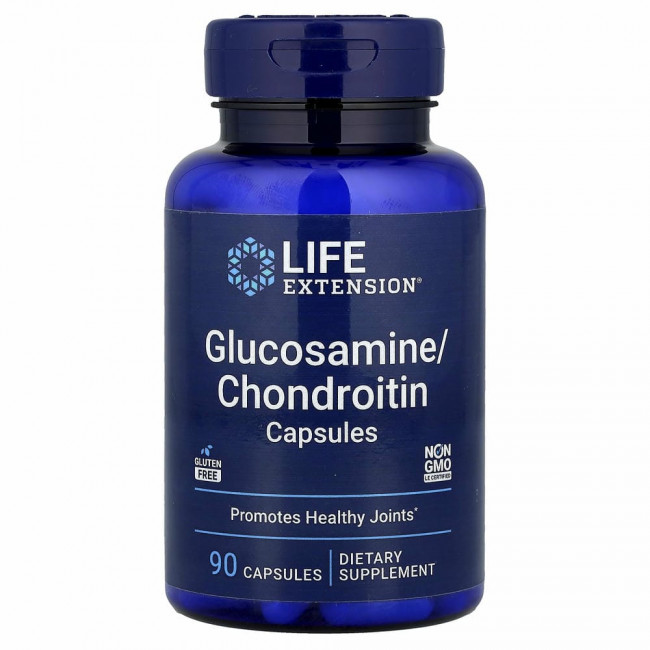 Life Extension, капсулы с глюкозамином и хондроитином, 90 капсул Life Extension, капсулы с глюкозамином и хондроитином, 90 капсул