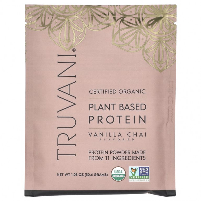Truvani, протеин на растительной основе, со вкусом ванильного чая, 10 пакетиков, 30,6 г (1,08 унции) Truvani, протеин на растительной основе, со вкусом ванильного чая, 10 пакетиков, 30,6 г (1,08 унции)
