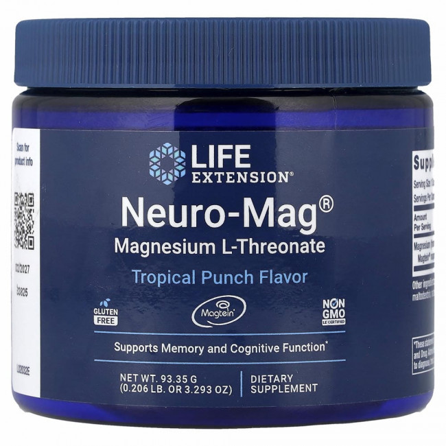 Life Extension, Neuro-Mag, магний L-треонат, вкус тропического пунша, 93,35 г (3,293 унции)