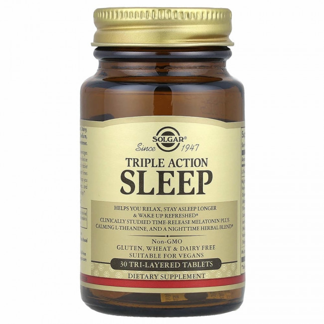 Solgar, Sleep, тройного действия, 30 трехслойных таблеток Solgar, Sleep, тройного действия, 30 трехслойных таблеток