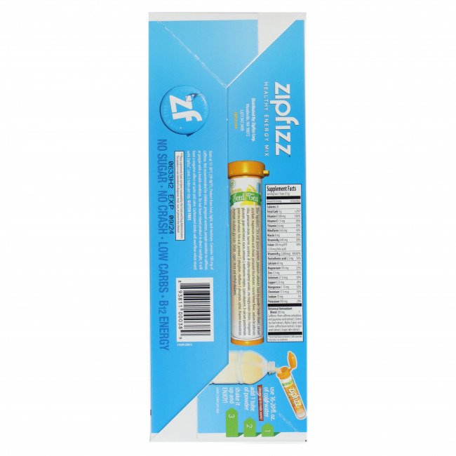 Zipfizz, Чай со льдом, смесь для здоровой энергии с витамином B12, лимоном, 20 тюбиков по 11 г (0,39 унции)