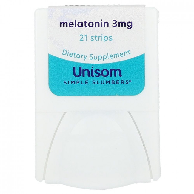 Unisom, Simple Slumbers, Return-To-Sleep, полоски мелатонина, прохладная мята, 3 мг, 21 полоска