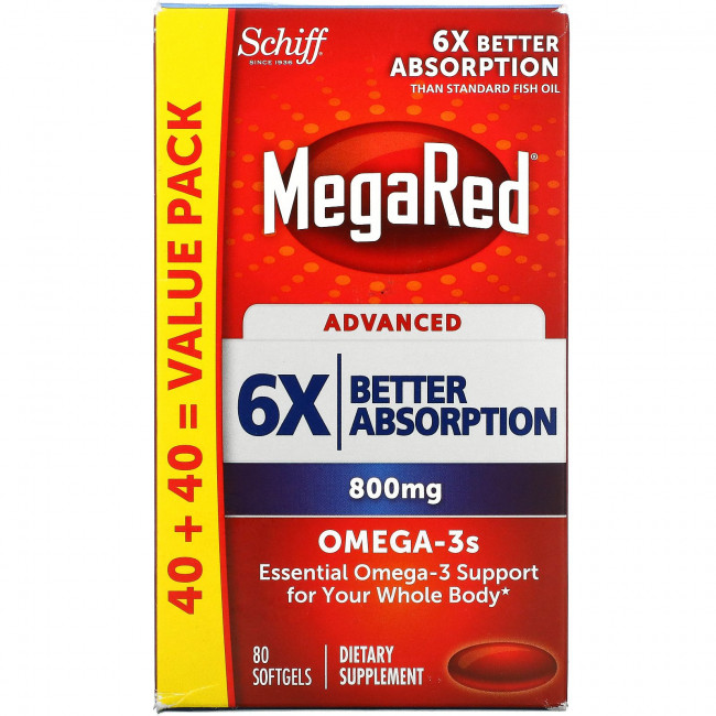 Schiff, MegaRed, улучшенный, 800 мг, 80 мягких таблеток Schiff, MegaRed, улучшенный, 800 мг, 80 мягких таблеток