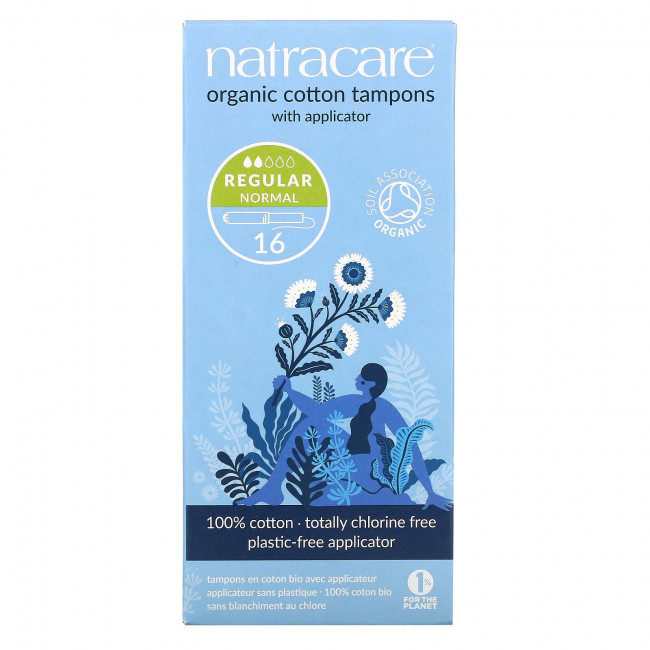 Natracare, тампоны из органического хлопка с аппликатором, обычные,16 штук Natracare, тампоны из органического хлопка с аппликатором, обычные,16 штук