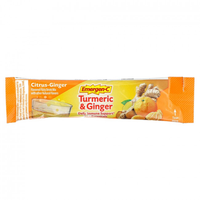 Emergen-C, Куркума и имбирь, цитрусовый и имбирь, 18 пакетиков по 9 г (0,32 унции)
