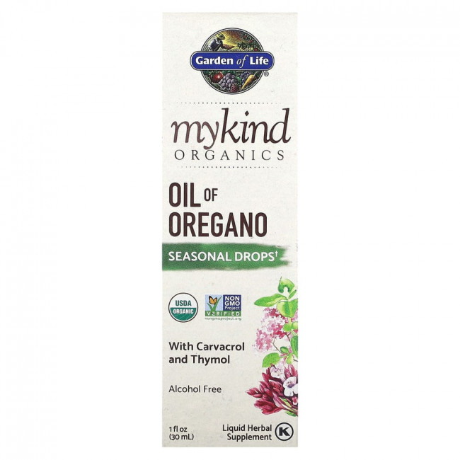 Garden of Life, MyKind Organics, масло орегано, сезонные капли, 30 мл (1 жидк. унция)