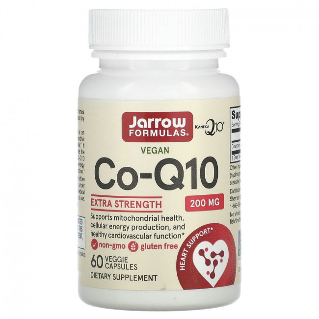 Jarrow Formulas, коэнзим Q10, 200 мг, 60 вегетарианских капсул Jarrow Formulas, коэнзим Q10, 200 мг, 60 вегетарианских капсул