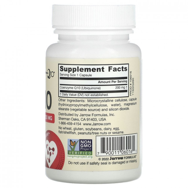 Jarrow Formulas, коэнзим Q10, 200 мг, 60 вегетарианских капсул Jarrow Formulas, коэнзим Q10, 200 мг, 60 вегетарианских капсул