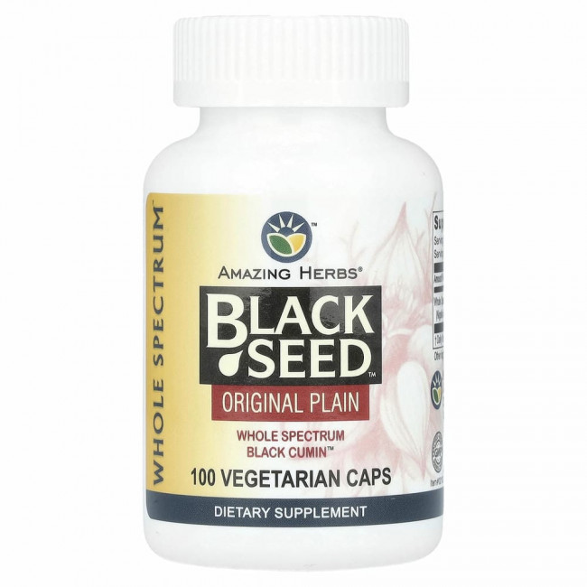 Amazing Herbs, Black Seed, Original Plain, 100 вегетарианских капсул