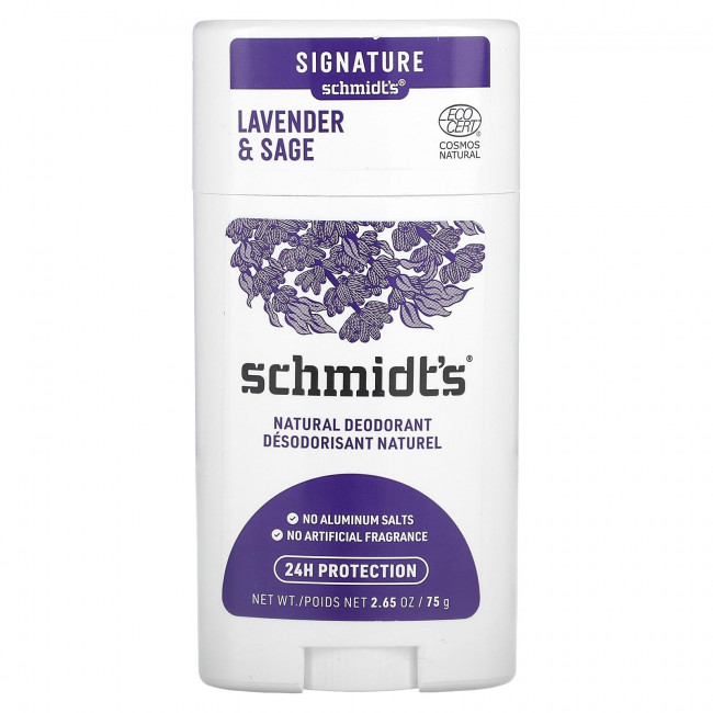 Schmidt's, Натуральный дезодорант, лаванда и шалфей, 75 г (2,65 унции)