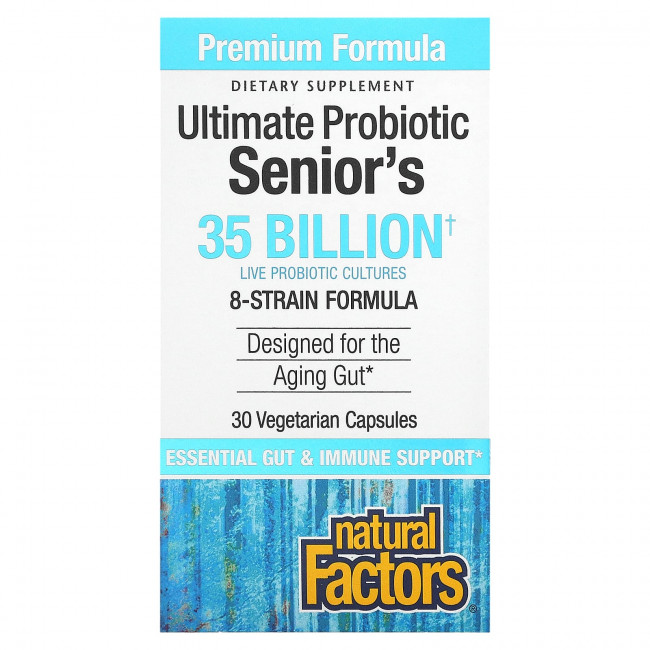 Natural Factors, Ultimate Probiotic, для пожилых людей, 35 млрд КОЕ, 30 вегетарианских капсул Natural Factors, Ultimate Probiotic, для пожилых людей, 35 млрд КОЕ, 30 вегетарианских капсул