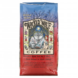 Raven's Brew Coffee, Wicked Wolf Coffee, цельные зерна, темная обжарка, 340 г (12 унций)