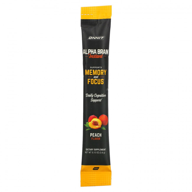 Onnit, Alpha Brain Instant, Natural Peach, 30 Packets, 0.13 oz (3.6 g) Each
