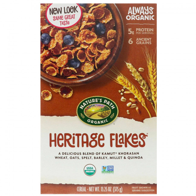 Nature's Path, Органические хлопья Heritage Flakes, 375 г (13,25 унции)