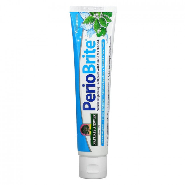 Nature's Answer, PerioBrite, натуральная отбеливающая зубная паста с коэнзимом Q10 и фолиевой кислотой, корица и мята, 113,4 г (4 унции)