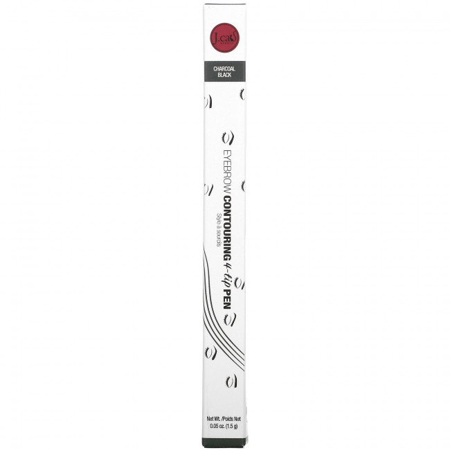 J.Cat Beauty, Ручка для контурирования бровей с 4 кончиками, угольно-черный, 1,5 г (0,05 унции)