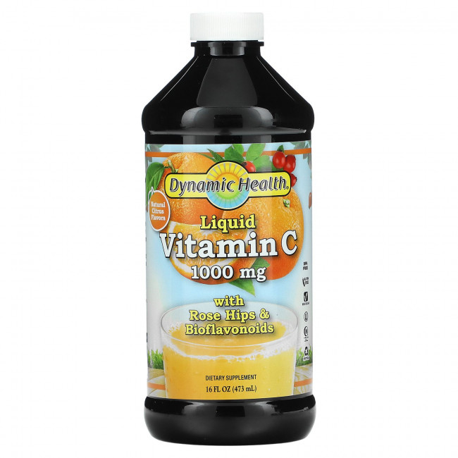 Dynamic Health Laboratories, Жидкий витамин С, натуральные ароматизаторы со вкусом цитрусовых, 1000 мг, 473 мл (16 жидк. унций) Dynamic Health Laboratories, Жидкий витамин С, натуральные ароматизаторы со вкусом цитрусовых, 1000 мг, 473 мл (16 жидк. унций)